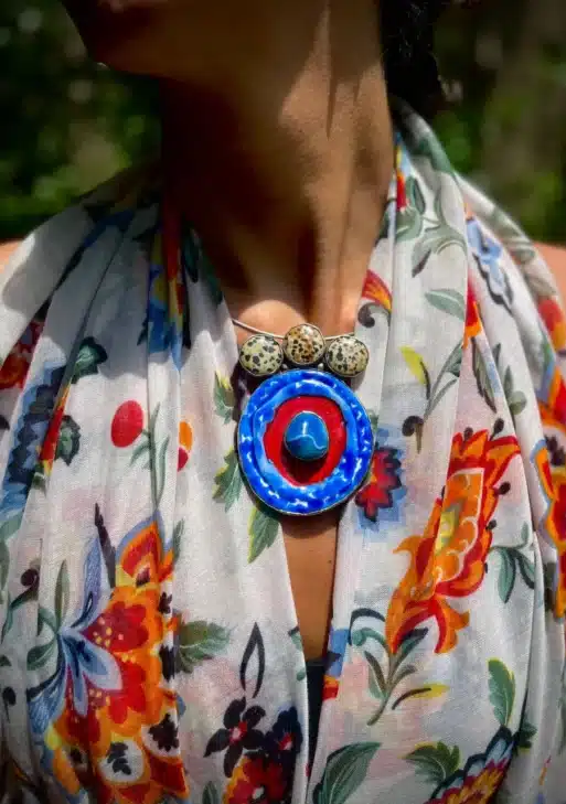 Red blues collection Necklace/Brooch