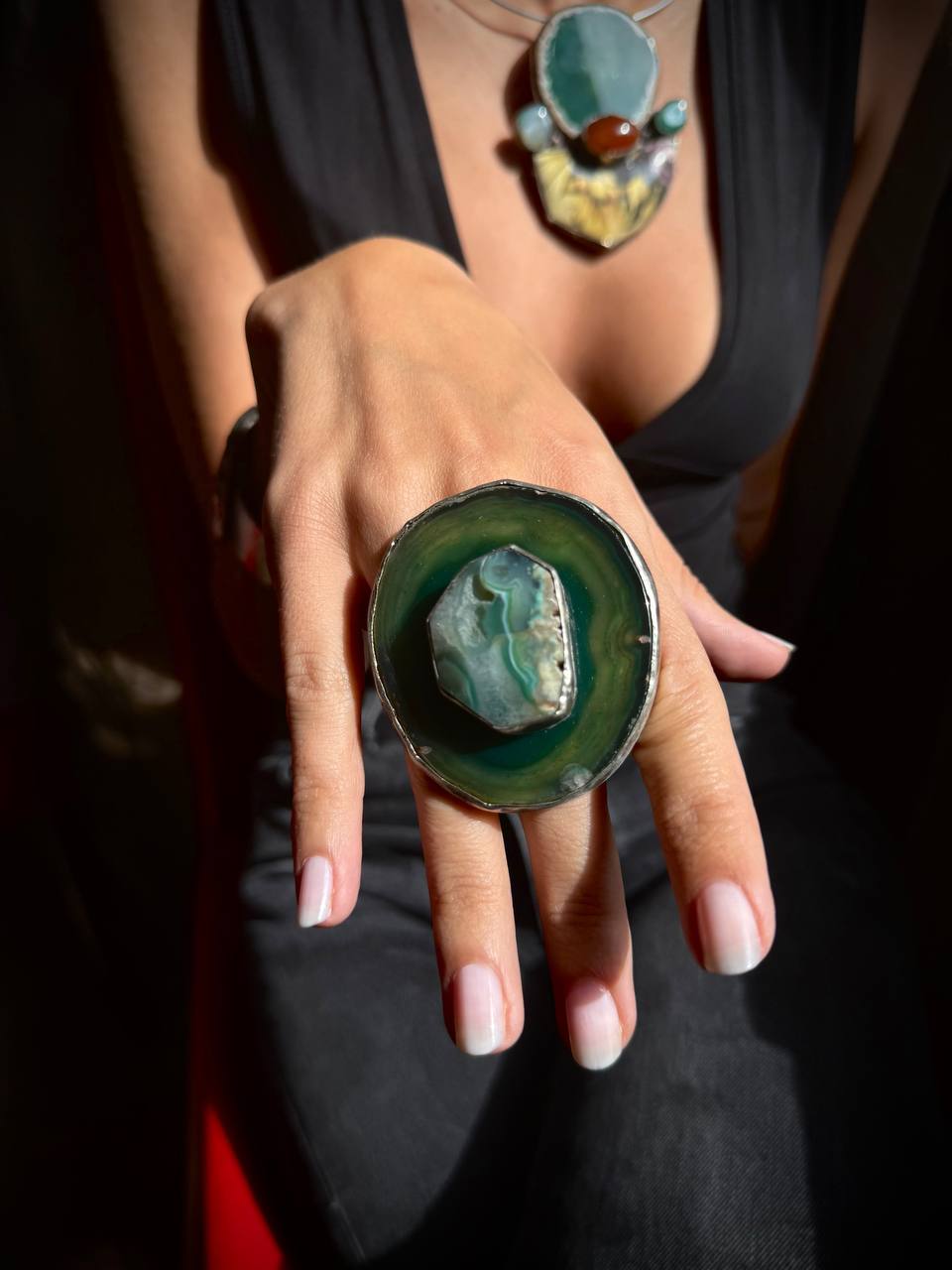 Handmade porcelain statement ring